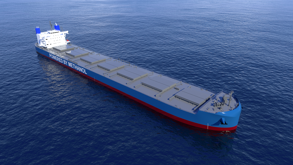 メタノール燃料ばら積み貨物船のKAMSARMAX（イメージ）